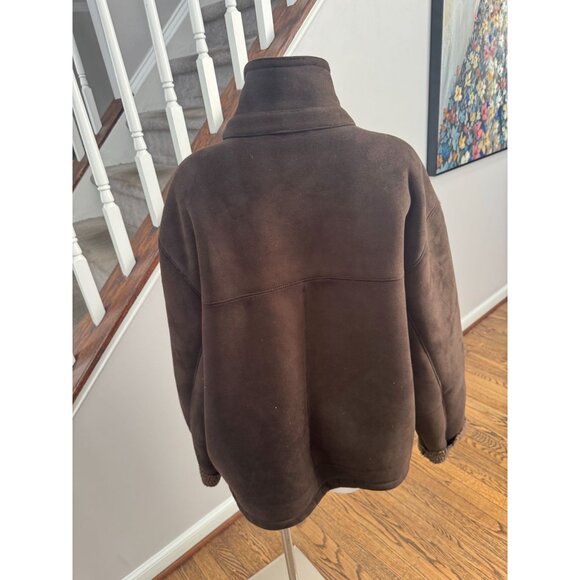 impermeable by weatherproof jacket faux suede shearling brown mens vintage XL - Picture 4 of 6